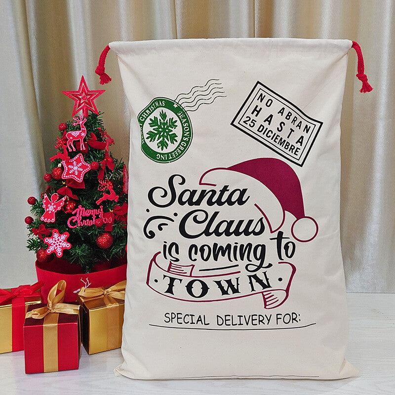 Christmas Canvas Gift Bag Double Drawstring Mouth 50x70cm 5