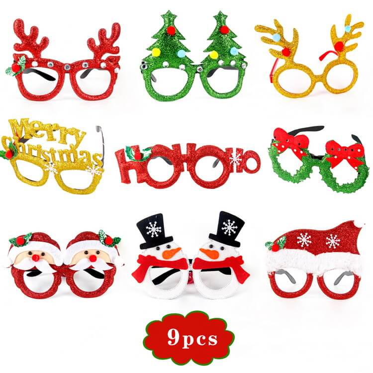 Christmas Decorative Glasses Hat Headband Clapping Ring Bracelet Party Favor Set 3