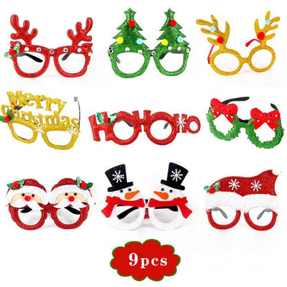 Christmas Decorative Glasses Hat Headband Clapping Ring Bracelet Party Favor Set 3
