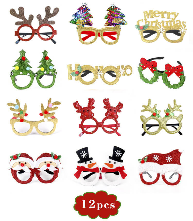 Christmas Decorative Glasses Hat Headband Clapping Ring Bracelet Party Favor Set 10