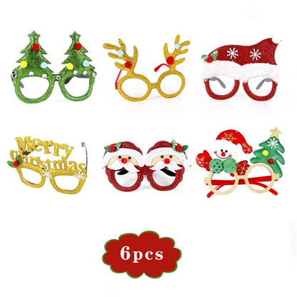 Christmas Decorative Glasses Hat Headband Clapping Ring Bracelet Party Favor Set 6