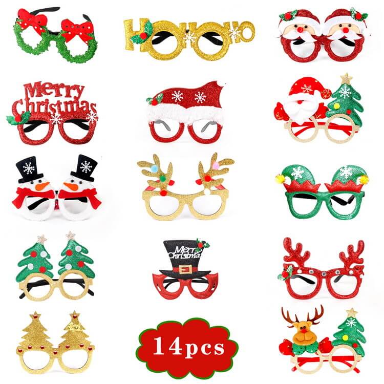 Christmas Decorative Glasses Hat Headband Clapping Ring Bracelet Party Favor Set 2