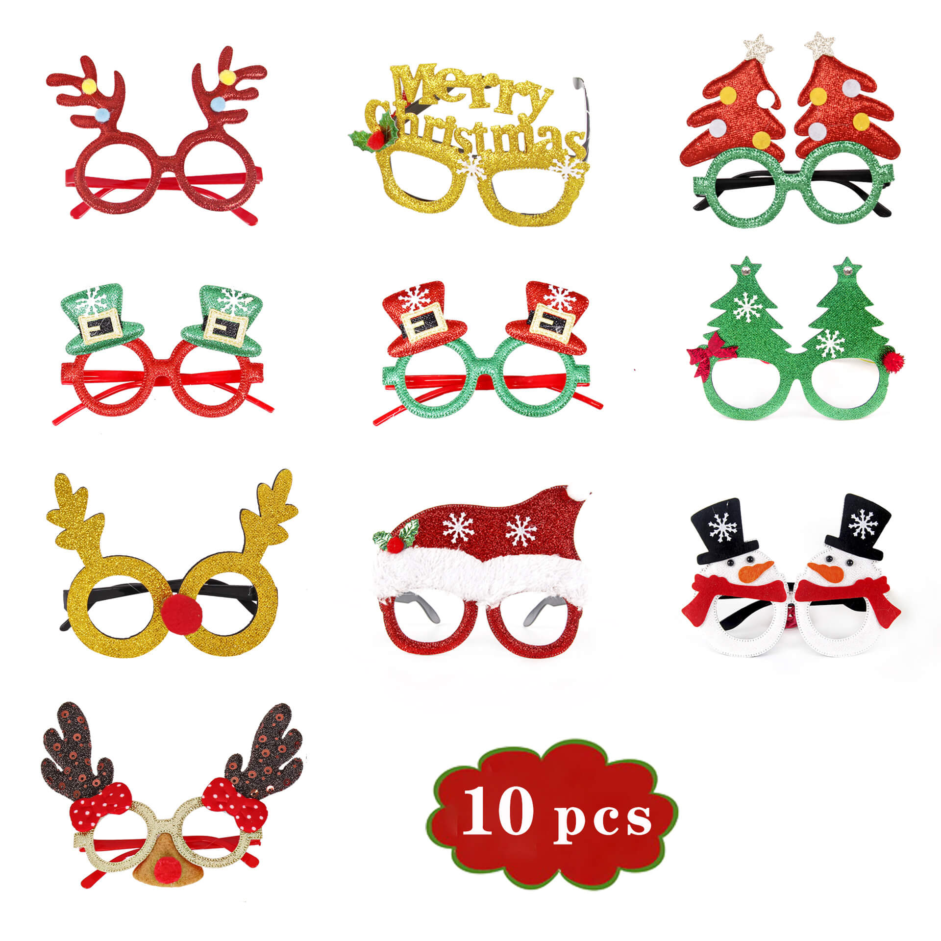 Christmas Decorative Glasses Hat Headband Clapping Ring Bracelet Party Favor Set 4