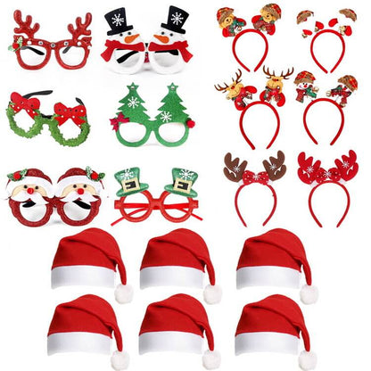 Christmas Decorative Glasses Hat Headband Clapping Ring Bracelet Party Favor Set 8