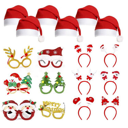Christmas Decorative Glasses Hat Headband Clapping Ring Bracelet Party Favor Set 9