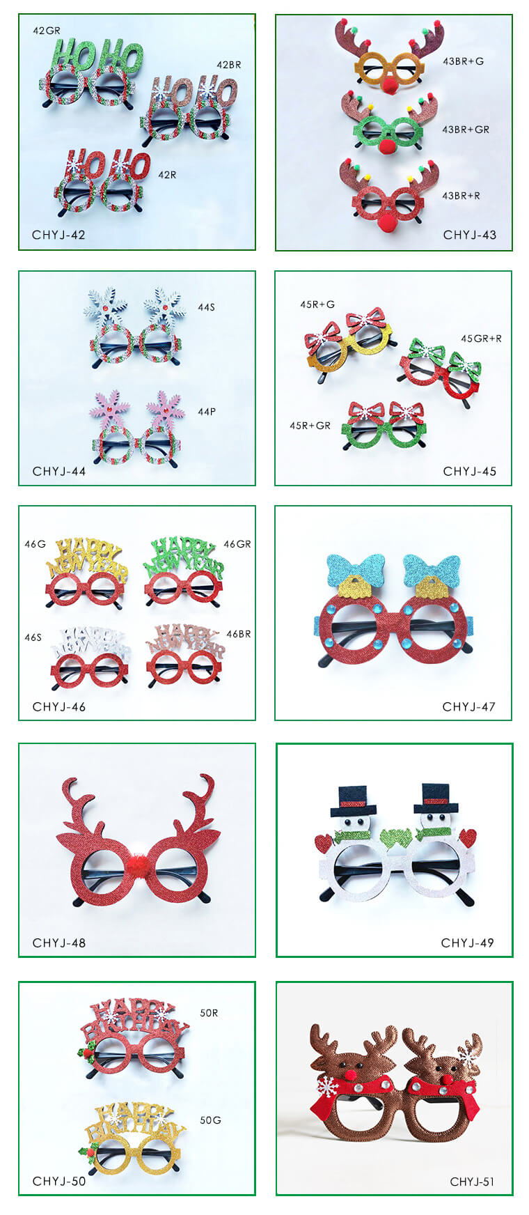 Merry Christmas Glitter Glasses Frames Holiday Party Decoration 11