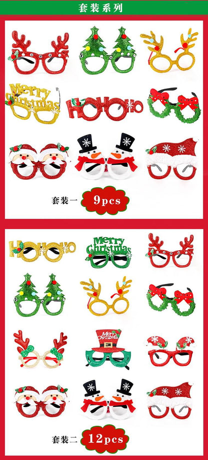 Merry Christmas Glitter Glasses Frames Holiday Party Decoration 12
