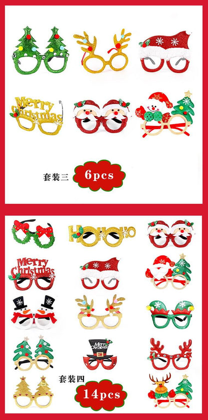 Merry Christmas Glitter Glasses Frames Holiday Party Decoration 13