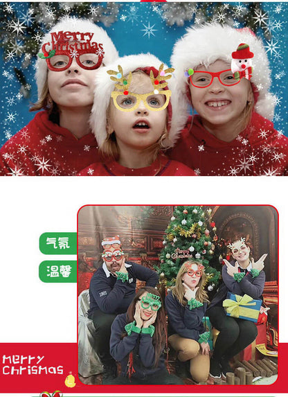 Merry Christmas Glitter Glasses Frames Holiday Party Decoration 3
