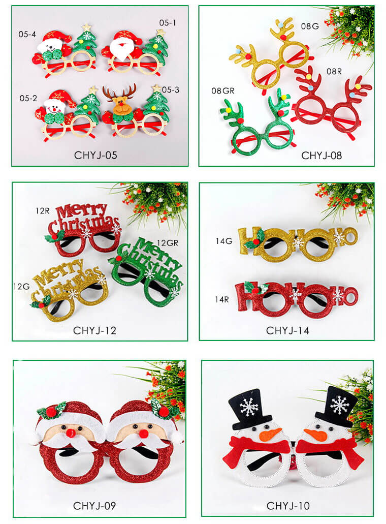 Merry Christmas Glitter Glasses Frames Holiday Party Decoration 6
