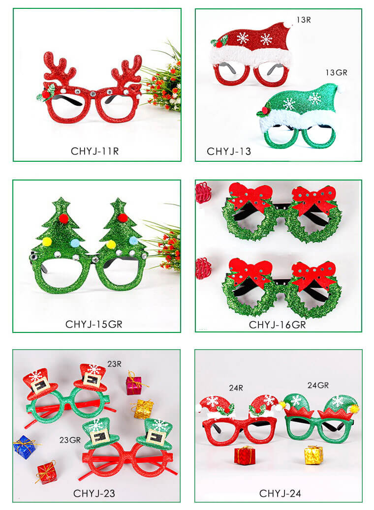Merry Christmas Glitter Glasses Frames Holiday Party Decoration 7