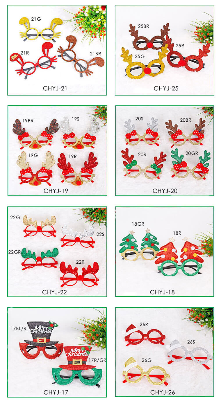 Merry Christmas Glitter Glasses Frames Holiday Party Decoration 8