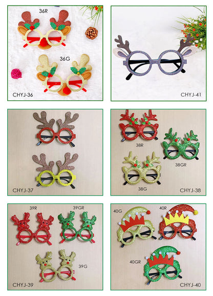 Merry Christmas Glitter Glasses Frames Holiday Party Decoration 10