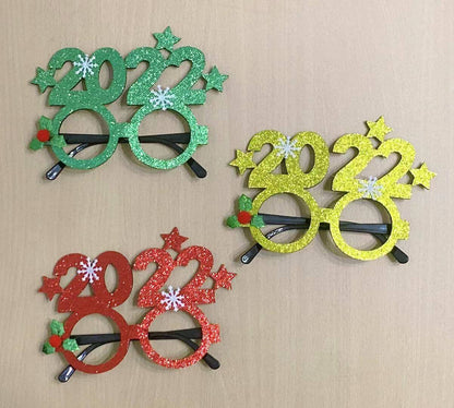 Merry Christmas Glitter Glasses Frames Holiday Party Decoration 24