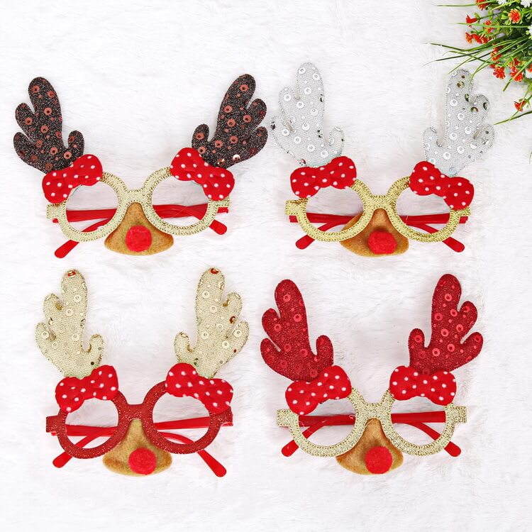 Merry Christmas Glitter Glasses Frames Holiday Party Decoration 31