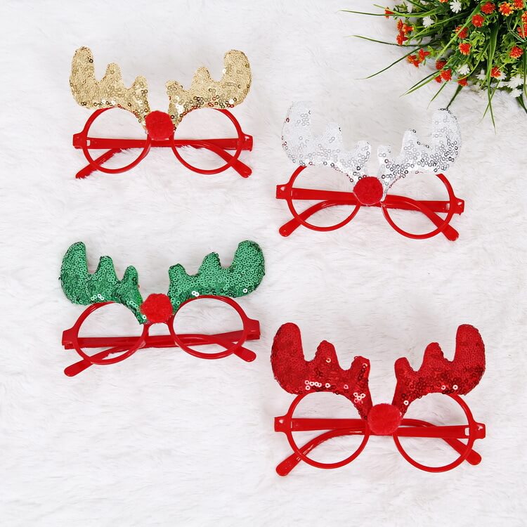 Merry Christmas Glitter Glasses Frames Holiday Party Decoration 32