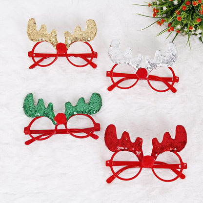 Merry Christmas Glitter Glasses Frames Holiday Party Decoration 32