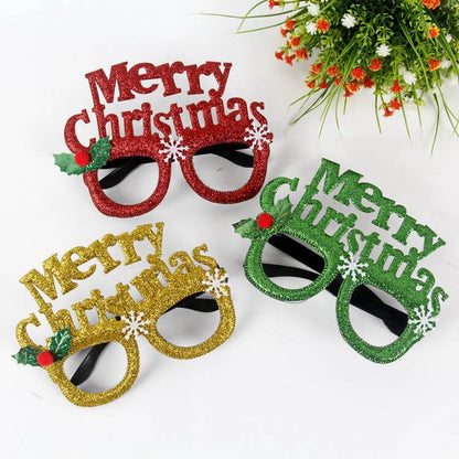 Merry Christmas Glitter Glasses Frames Holiday Party Decoration 16