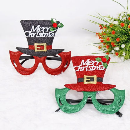 Merry Christmas Glitter Glasses Frames Holiday Party Decoration 34