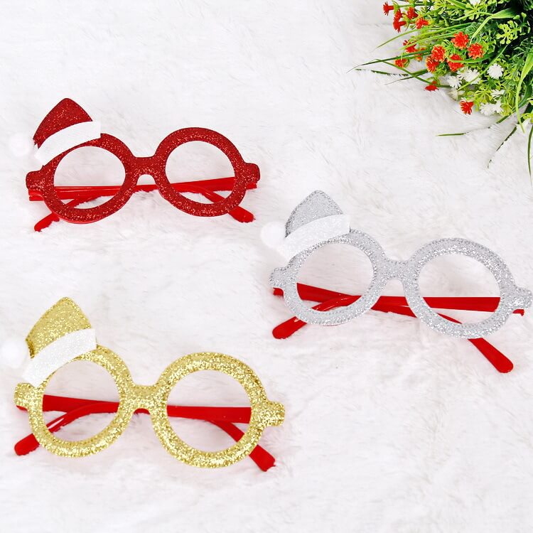 Merry Christmas Glitter Glasses Frames Holiday Party Decoration 35