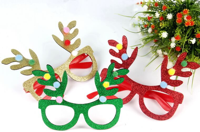Merry Christmas Glitter Glasses Frames Holiday Party Decoration 36