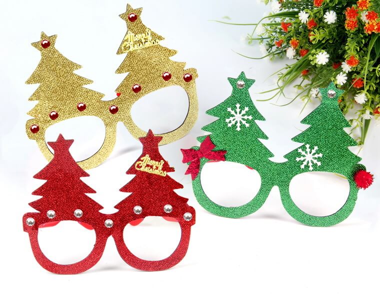 Merry Christmas Glitter Glasses Frames Holiday Party Decoration 37