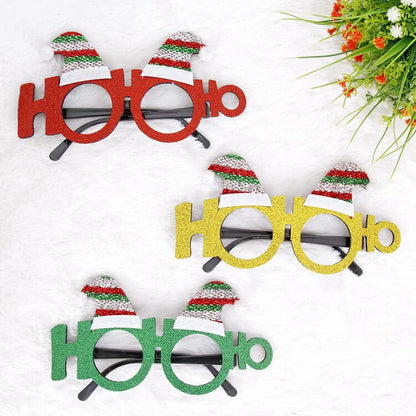 Merry Christmas Glitter Glasses Frames Holiday Party Decoration 39