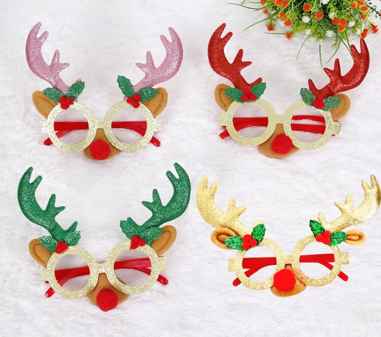Merry Christmas Glitter Glasses Frames Holiday Party Decoration 41