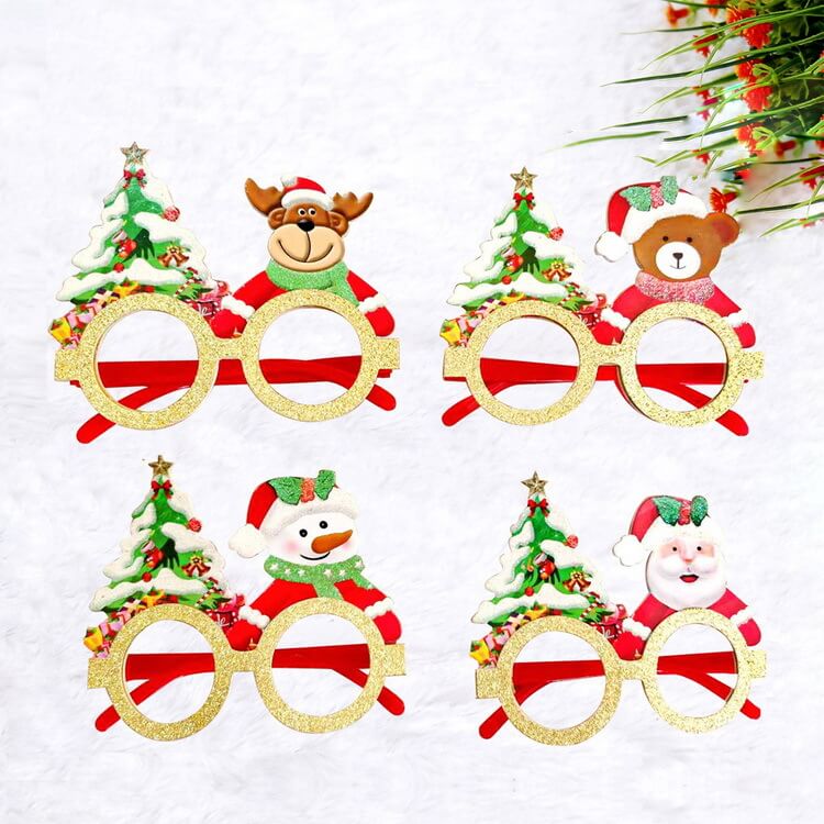 Merry Christmas Glitter Glasses Frames Holiday Party Decoration 42