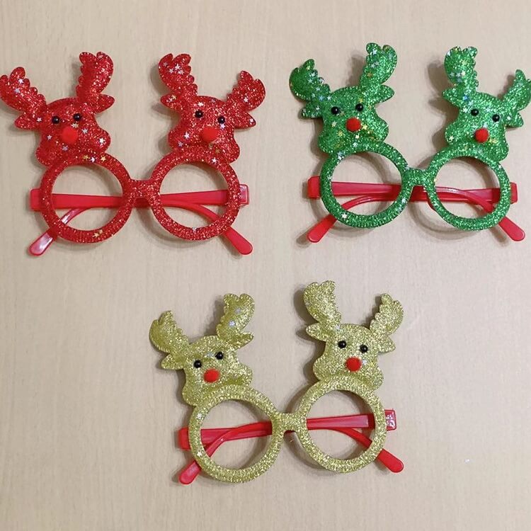 Merry Christmas Glitter Glasses Frames Holiday Party Decoration 51