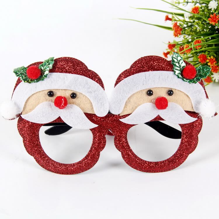 Merry Christmas Glitter Glasses Frames Holiday Party Decoration 18