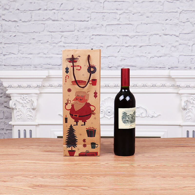 Christmas Kraft Paper Wine Gift Bags Holiday Party Supplies 4