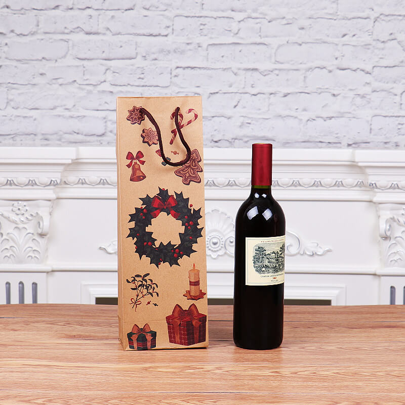 Christmas Kraft Paper Wine Gift Bags Holiday Party Supplies 6