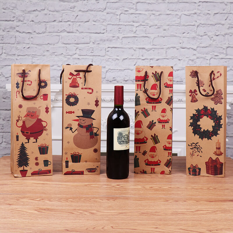 Christmas Kraft Paper Wine Gift Bags Holiday Party Supplies 2