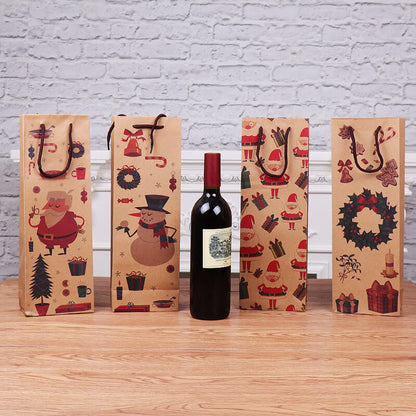 Christmas Kraft Paper Wine Gift Bags Holiday Party Supplies 2