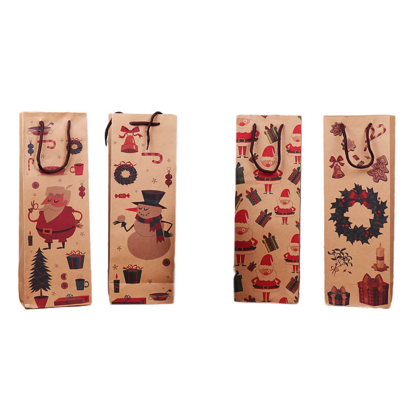 Christmas Kraft Paper Wine Gift Bags Holiday Party Supplies