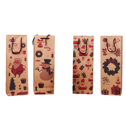 Christmas Kraft Paper Wine Gift Bags Holiday Party Supplies
