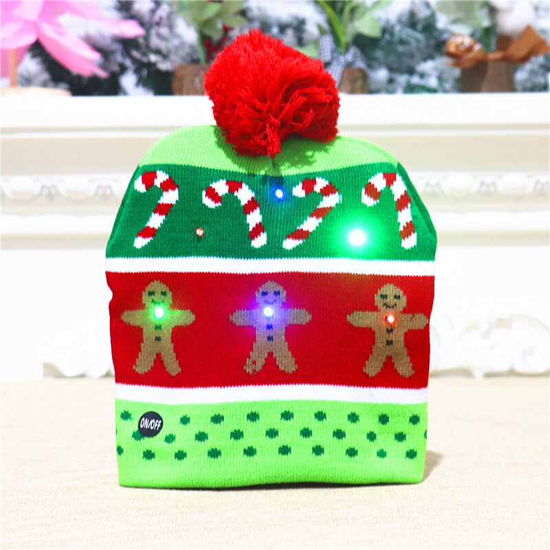 Light Up Knitted Christmas Hat Holiday Decoration 24x21cm 15