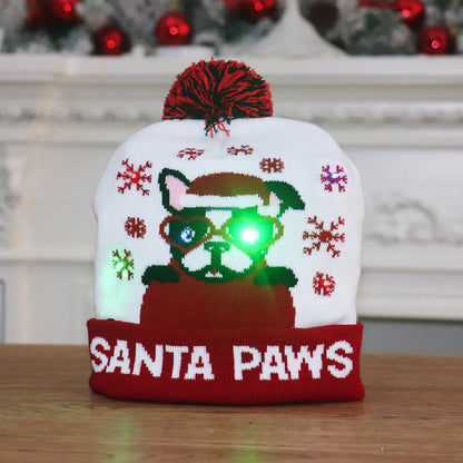 Light Up Knitted Christmas Hat Holiday Decoration 24x21cm 18