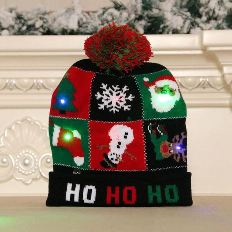 Light Up Knitted Christmas Hat Holiday Decoration 24x21cm 20