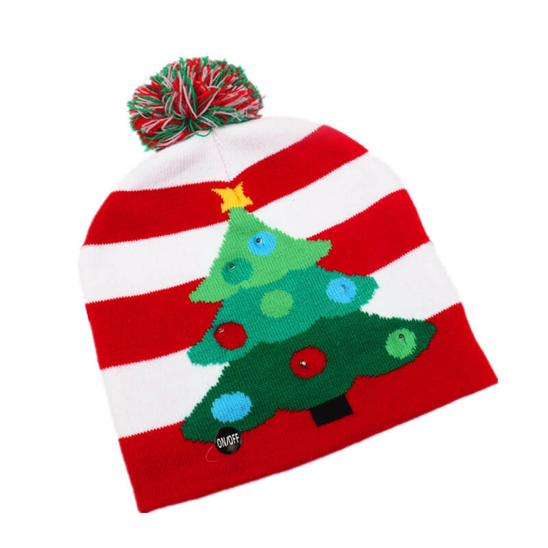 Light Up Knitted Christmas Hat Holiday Decoration 24x21cm 3