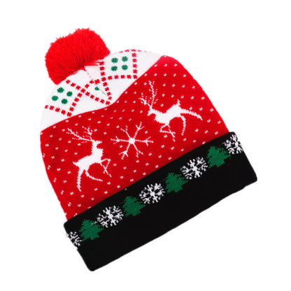 Light Up Knitted Christmas Hat Holiday Decoration 24x21cm 2