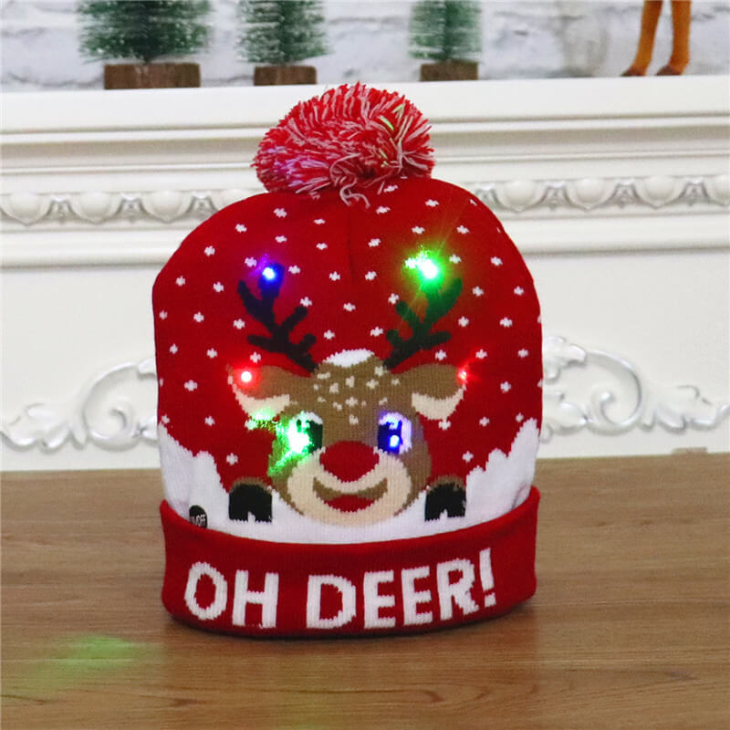 Light Up Knitted Christmas Hat Holiday Decoration 24x21cm 7