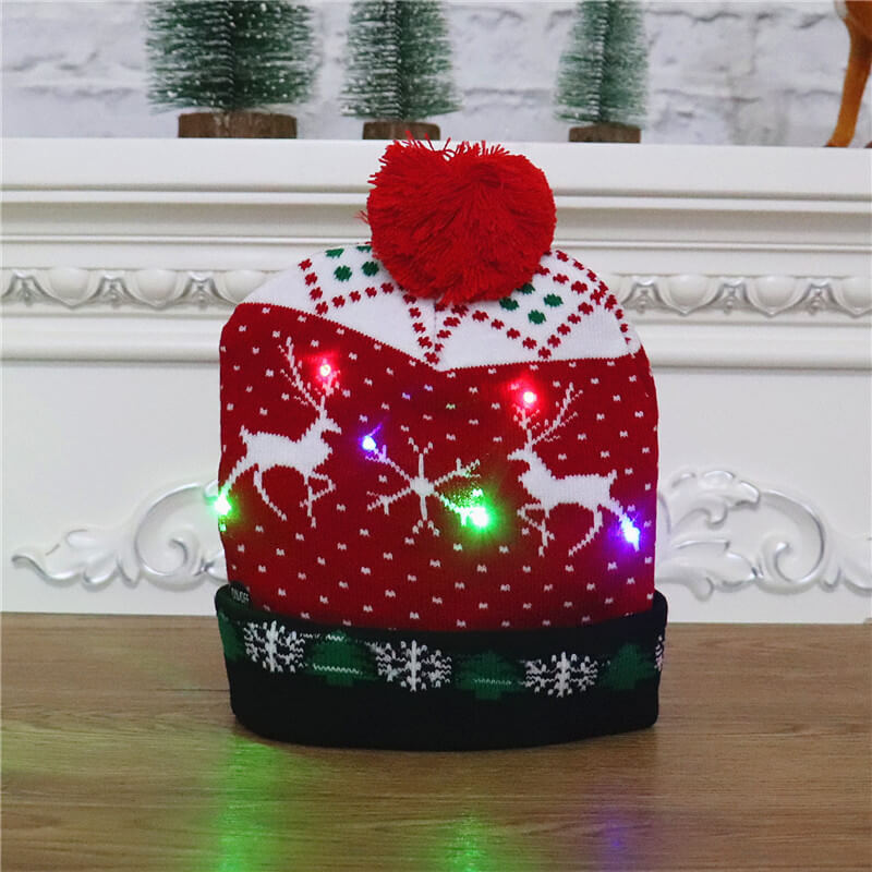 Light Up Knitted Christmas Hat Holiday Decoration 24x21cm 8