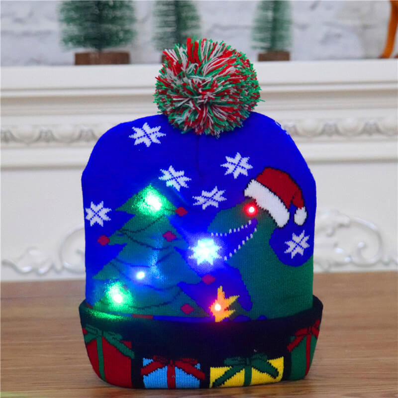 Light Up Knitted Christmas Hat Holiday Decoration 24x21cm 10