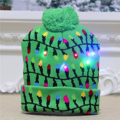 Light Up Knitted Christmas Hat Holiday Decoration 24x21cm 12