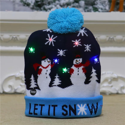 Light Up Knitted Christmas Hat Holiday Decoration 24x21cm 13