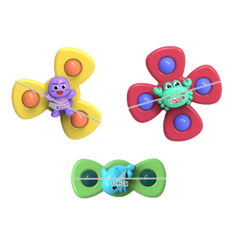Spinner Fidget Toys with Suction Cup Crab Turtle Dolphin 3 Pack 2