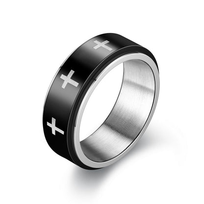 Metal Fidget Ring Cross Design Spinner for Men US Size 6-13
