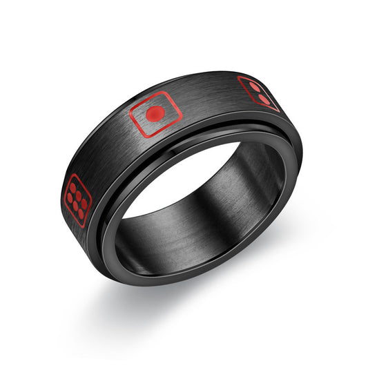 Metal Fidget Ring Dice Design Spinner Ring for Men US Size 6-13